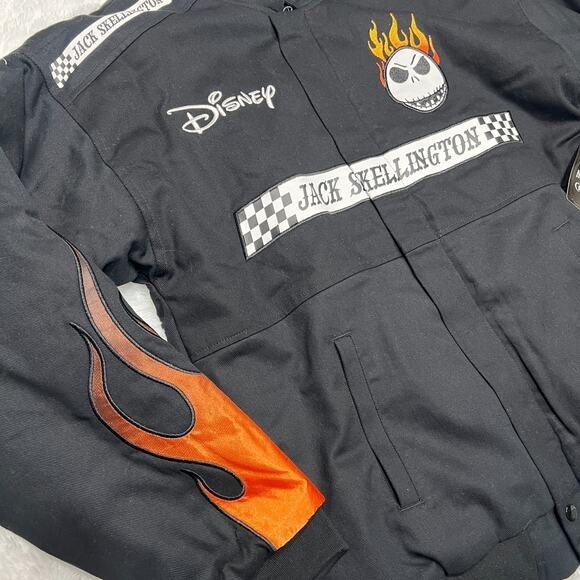 DISNEY THE NIGHTMARE BEFORE CHRISTMAS JACK SKELLINGTON FLAMING RACING JACKET - Picture 2 of 5